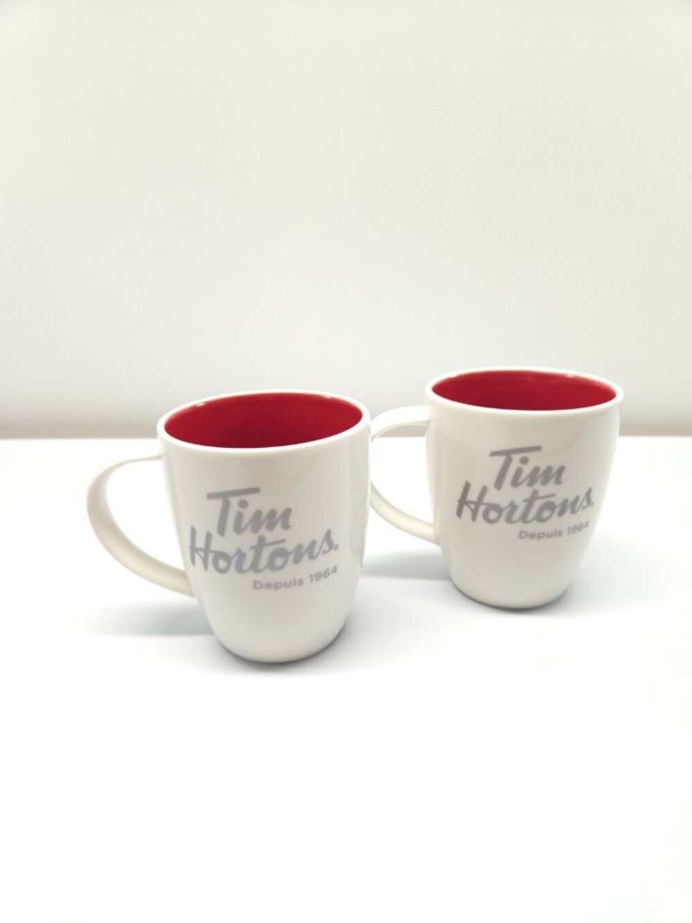 Tim Hortons Mugs Pair 2014 Limited Edition Red White